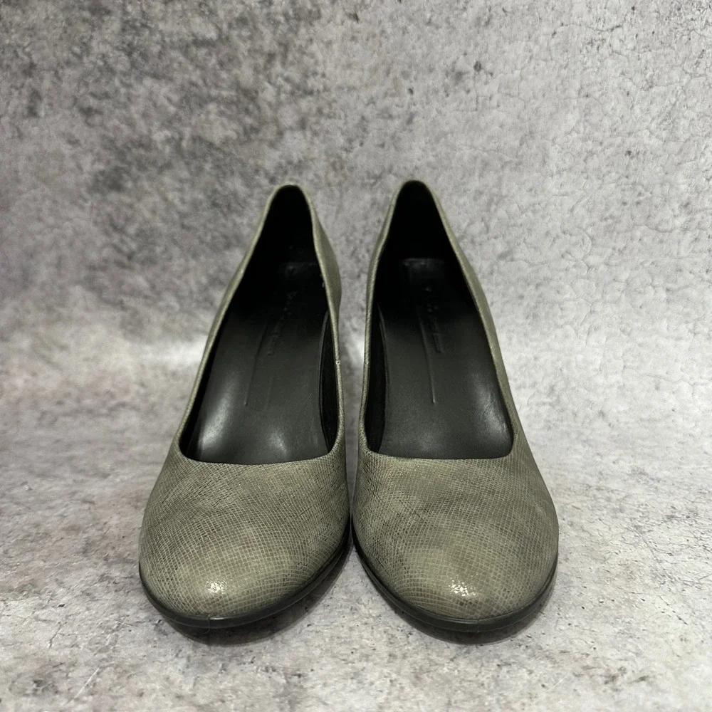 Ecco Shape 75 Sleek Pumps Womens 39 8-8.5 Gray Snakeskin Leather Heel